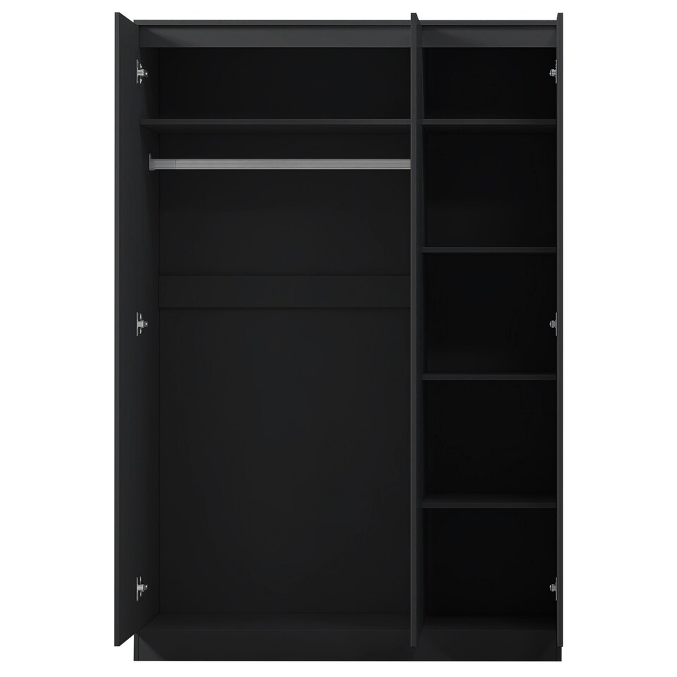 image 1 of FWStyle Stora 3 Door Wardrobe - Black Gloss Front Black