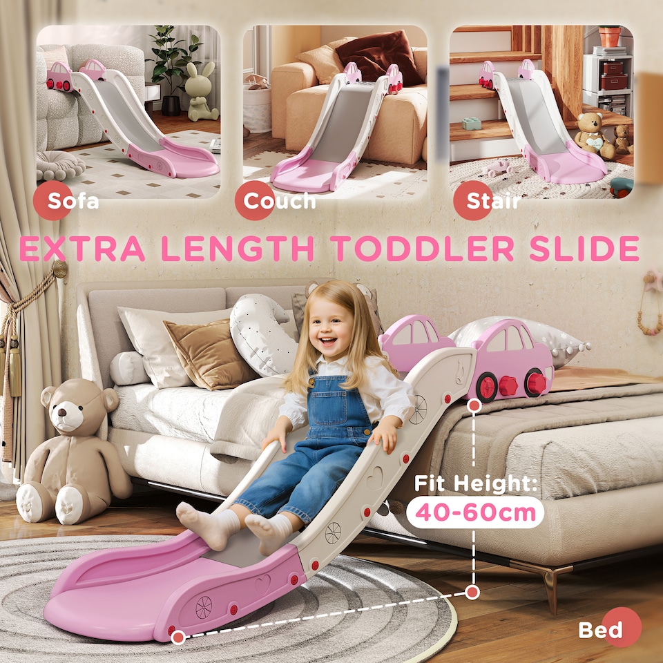 image 1 of AIYAPLAY Kids Slide for Bed, Sofa, Easy to Assemble, Pink