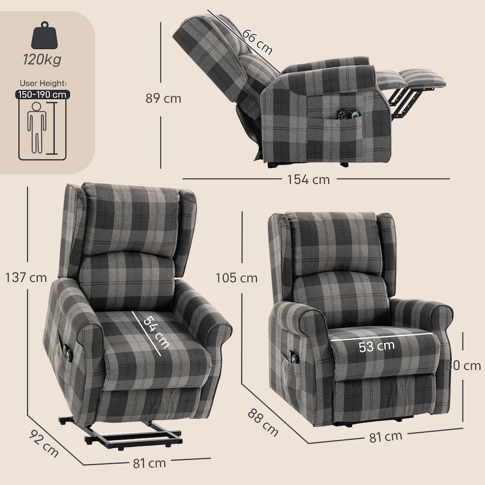 image 1 of HOMCOM Power Lift Recliner Chair with Vibration Massage and Heat, Grey