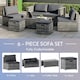 image 3 of Garden Vida Islay 6 Seater Rattan Outdoor BBQ Patio Set with 2 Seater Sofa, 2x Chairs, 2x Stools, Glass Top Coffee Table - Grey
