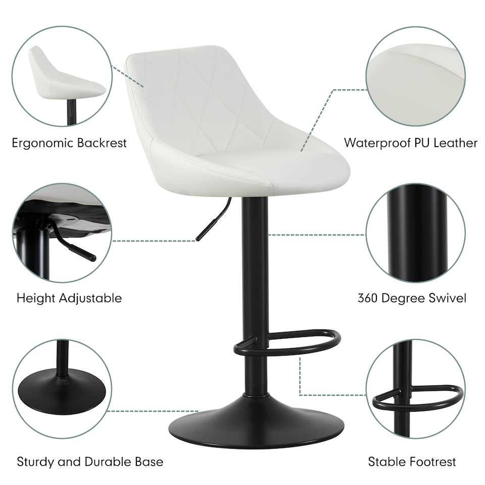 image 1 of MCC Direct Set of 2 Height Adjustable Bar Stool Kitchen Breakfast Chairs Stanley