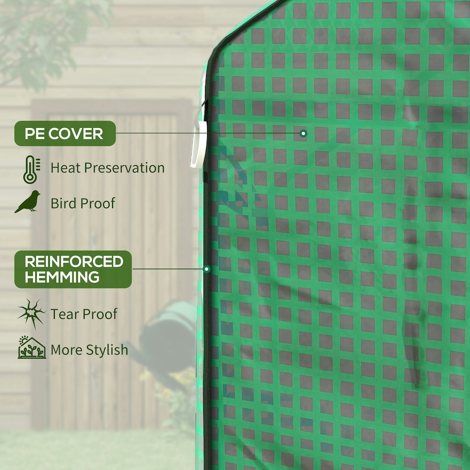 image 1 of Outsunny Walk-in Greenhouse Cover Replacement with Door and Mesh Windows, Green