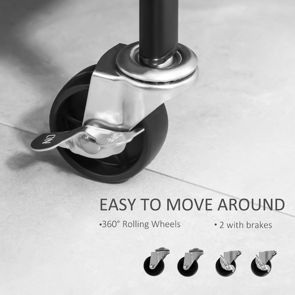 image 1 of HOMCOM Metal Clothes Rack with Shoe Storage, Clothing Rail on Wheels, Freestanding Hall Tree, Coat Stand with 2 Storage Shelf, Black