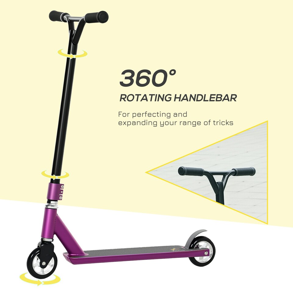image 1 of HOMCOM Stunt Scooter Entry Level Tricks Scooter for 14+ Beginners Purple