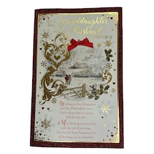 For a Dear Granddaughter and Husband Couple Walking in Winter Wonderland Design Christmas Card