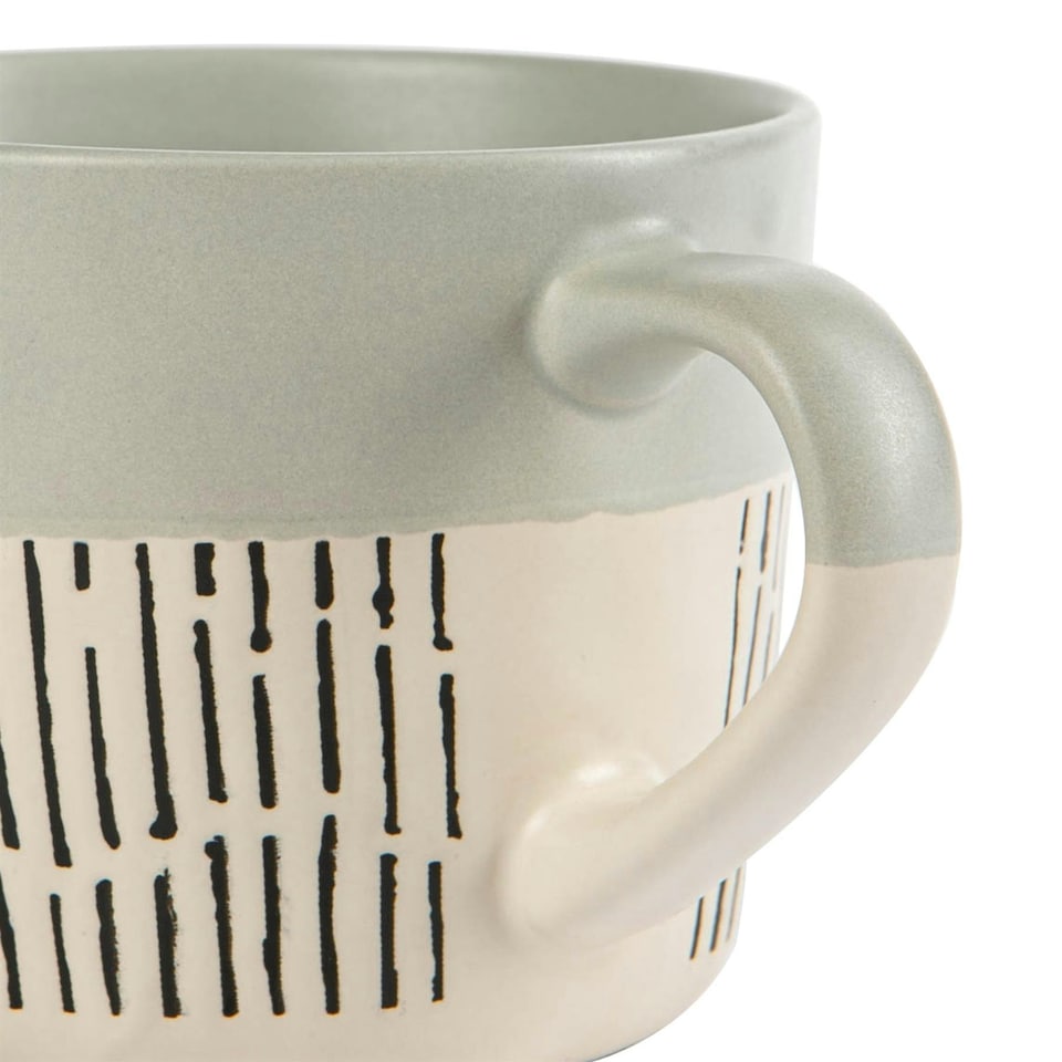 image 1 of Nicola Spring Ceramic Dipped Dash Coffee Mugs - 475ml - Black/Grey