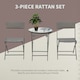 image 4 of Outsunny 3PC Rattan Bistro Set Folding Rattan Chair Coffee Table