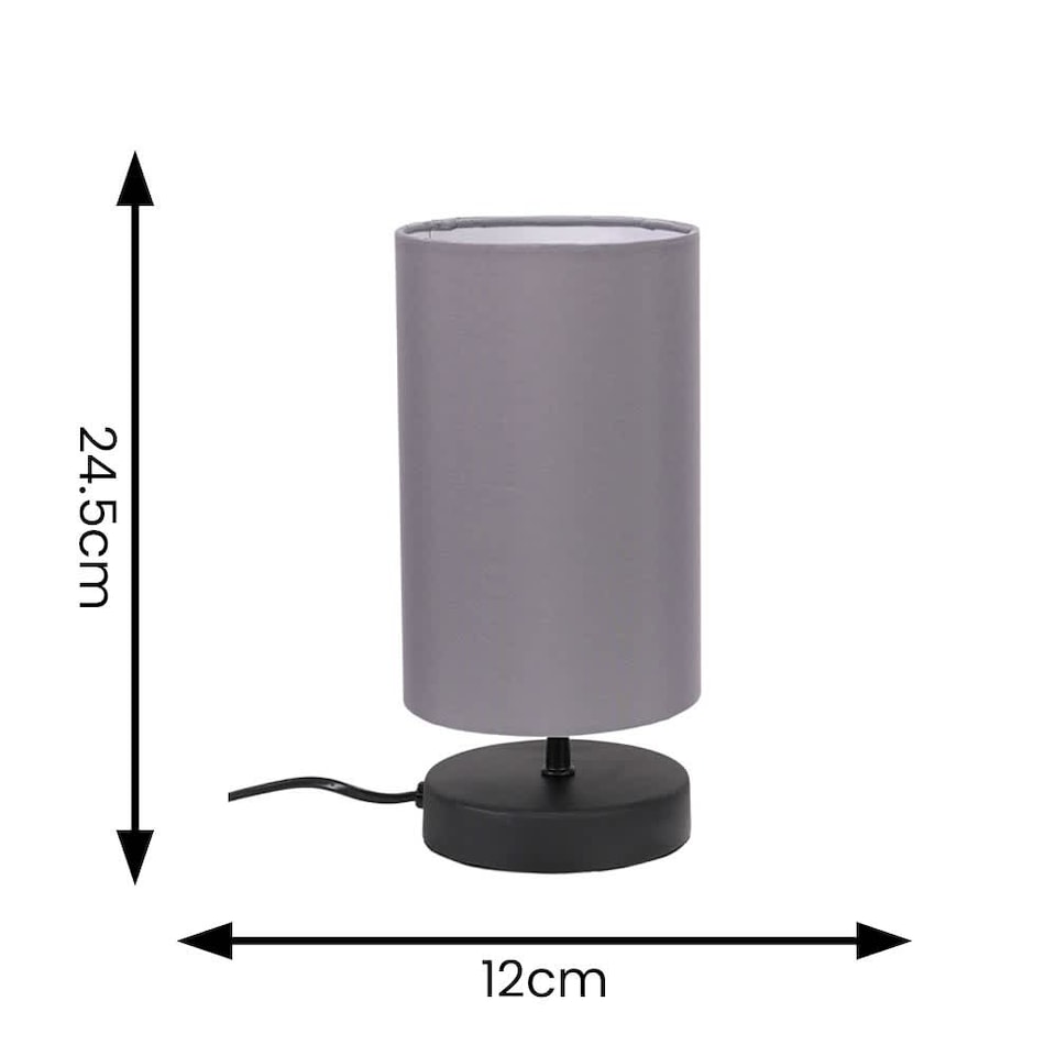 image 1 of ValueLights Francis Pair Black Touch Table Lamps Grey Shades and Bulbs