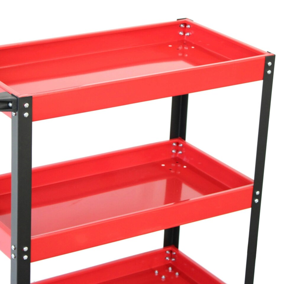 image 1 of Oypla Heavy Duty 3 Tier Mobile Workshop Garage Tool Storage Trolley Red
