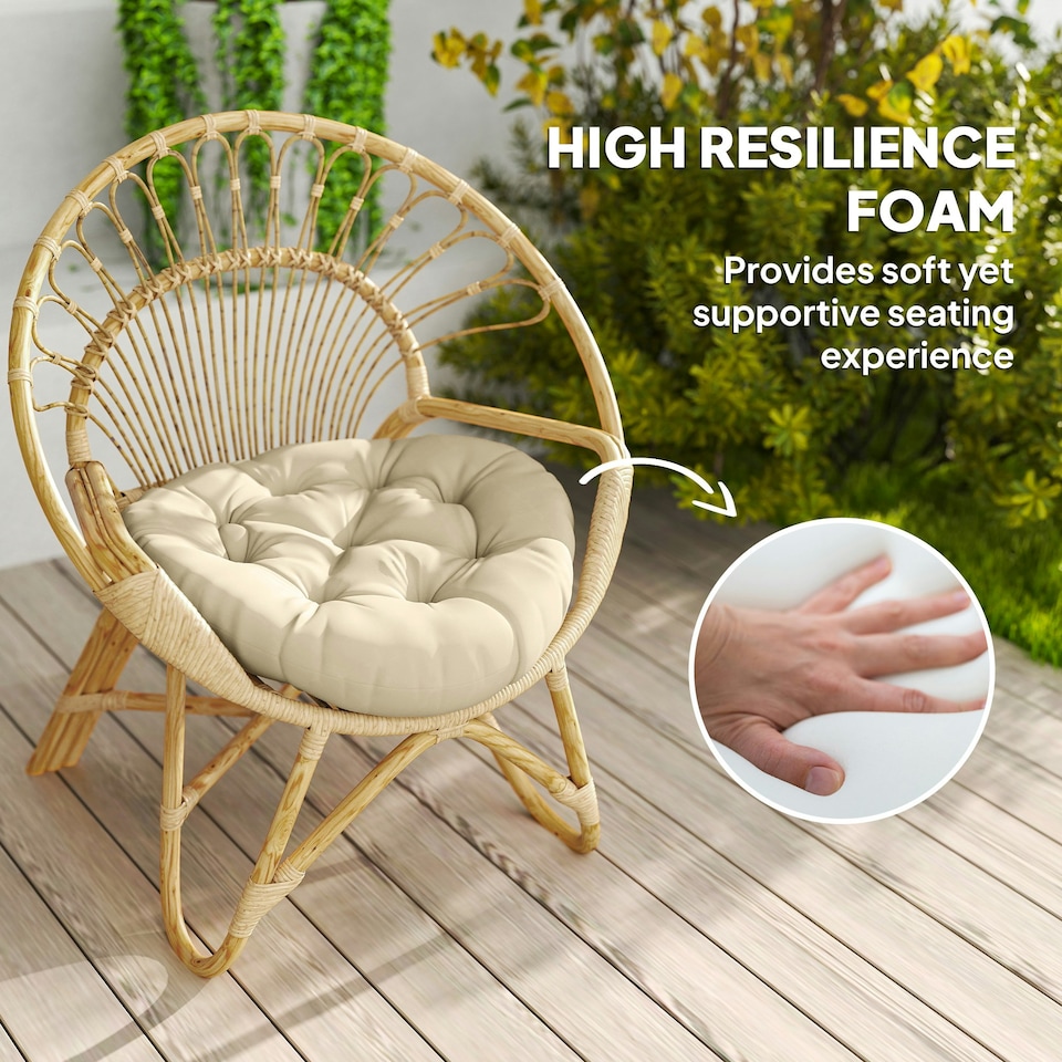 image 1 of Outsunny Outdoor Seat Cushions Set of 2, Tufted Round Chair Pads, Dark Grey