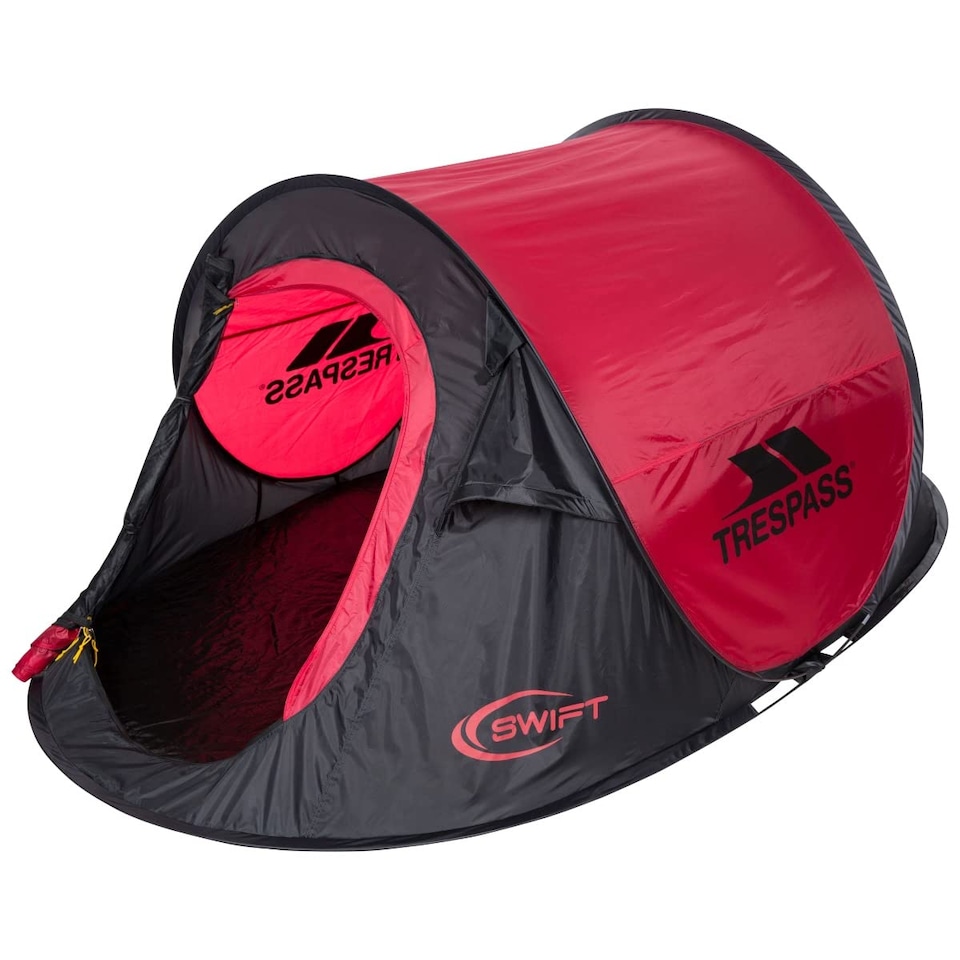 image 1 of Trespass 2 Man Pop Up Tent Waterproof 2 Person Tent Taped Seams 245X145X100cm For Camping Hiking Festival With Carry Bag Swift