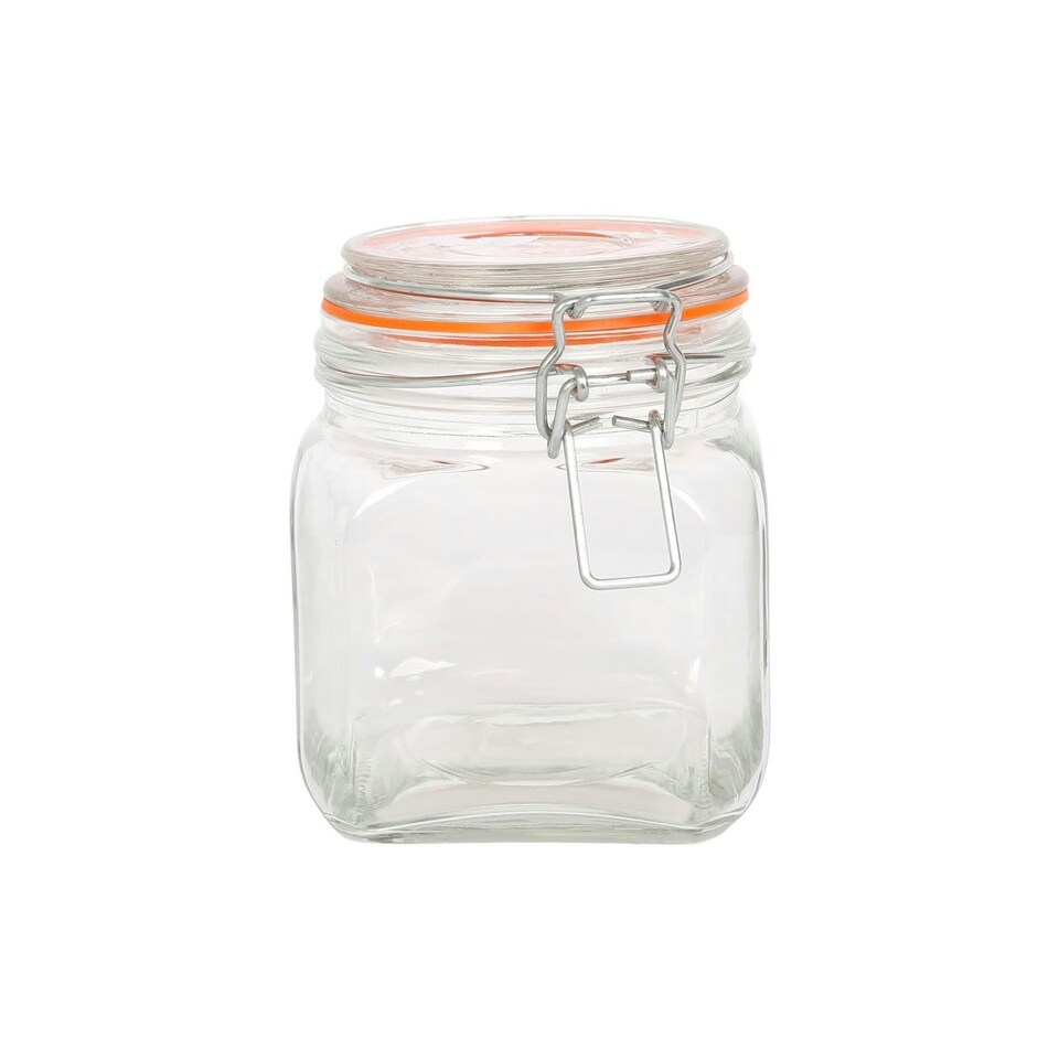 image 1 of Argon Tableware Square Glass Jar with Clip-Top Lid - 760ml