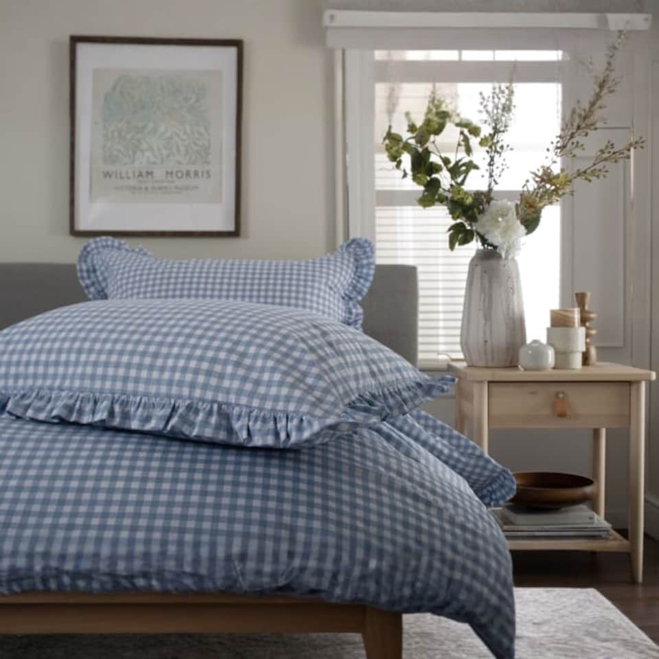 image 1 of TLC Gingham Frilled Duvet Set