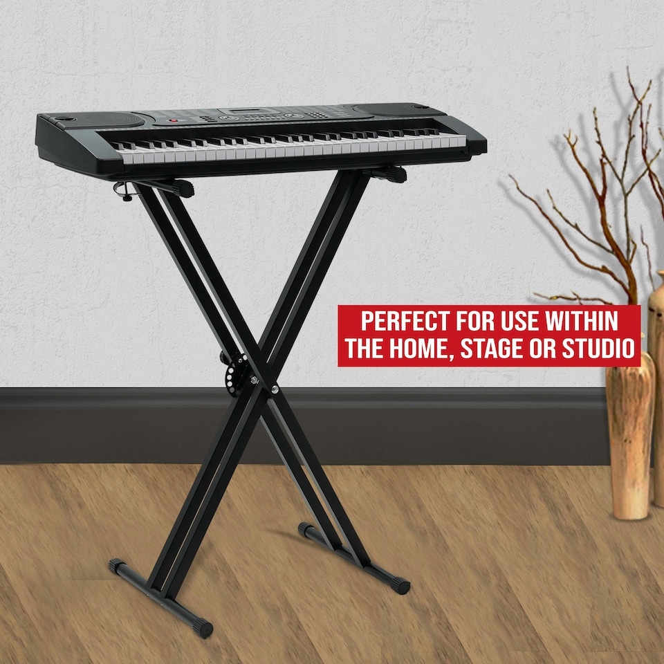 image 1 of X Frame Keyboard Stands Double Beam Music Electronic Keyboard Stand | Black