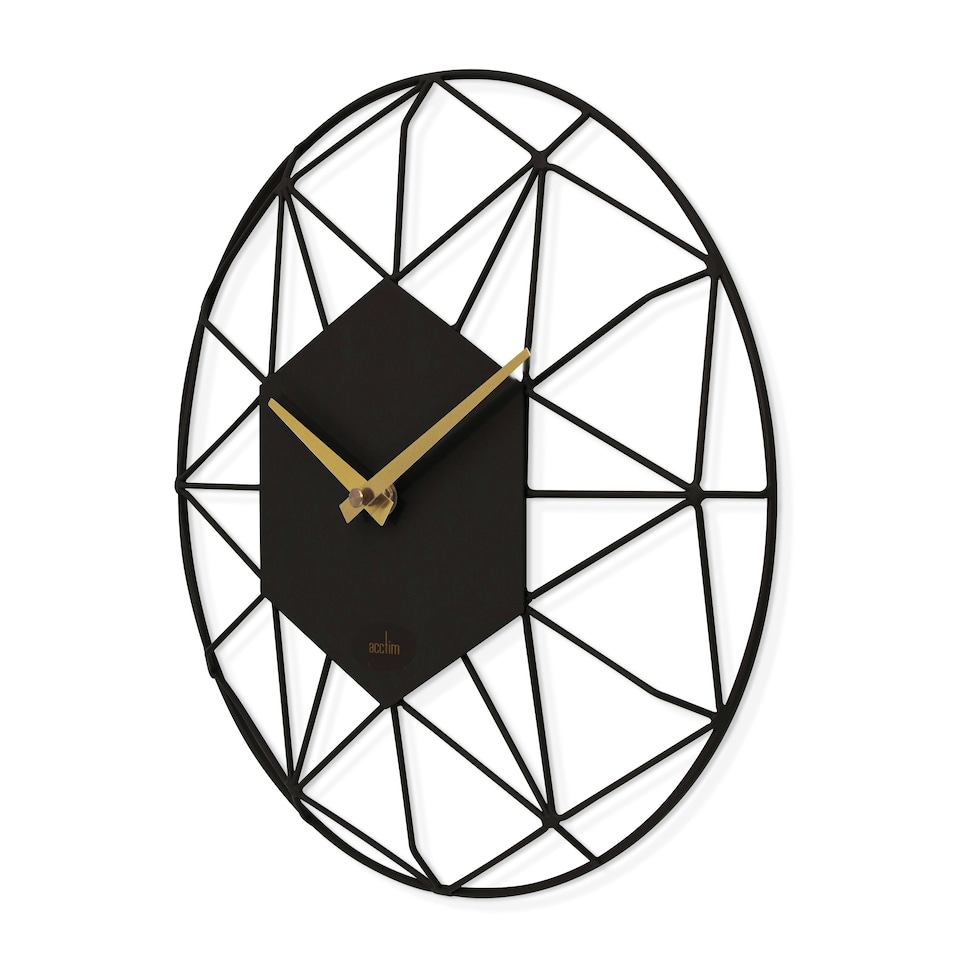 image 1 of Acctim Alva Wall Clock Quartz Metal Geometric Wire Frame Open Dial White 30cm | Black | One Size