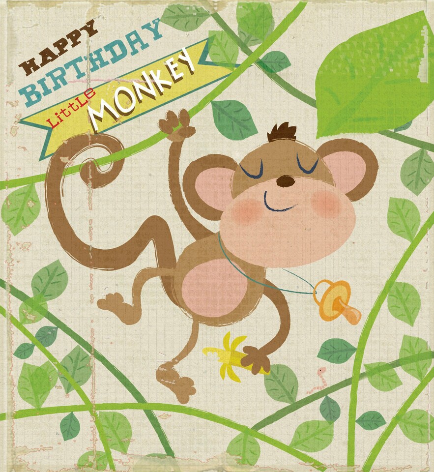 image 1 of Happy Birthday Little Monkey - Funny Birthday Card
