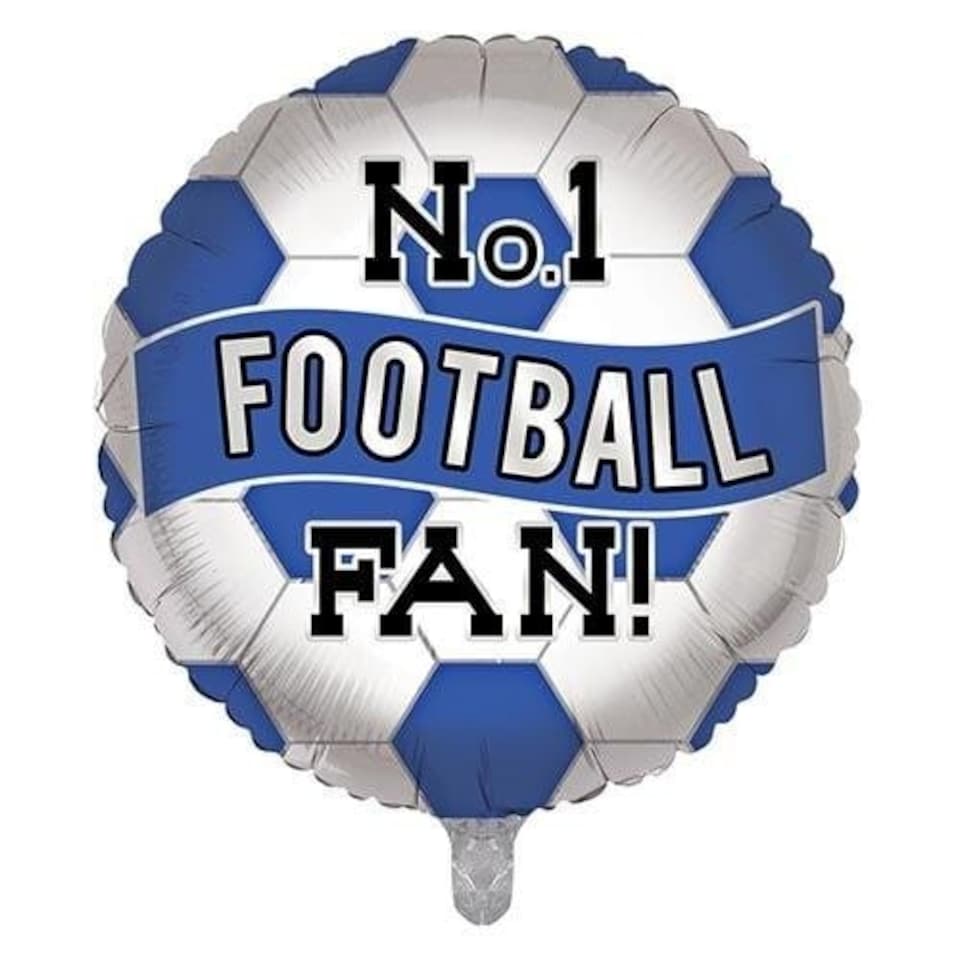 image 1 of Blue & White No. 1 Football Fan Round Foil Helium Balloon 46cm / 18 in | Blue