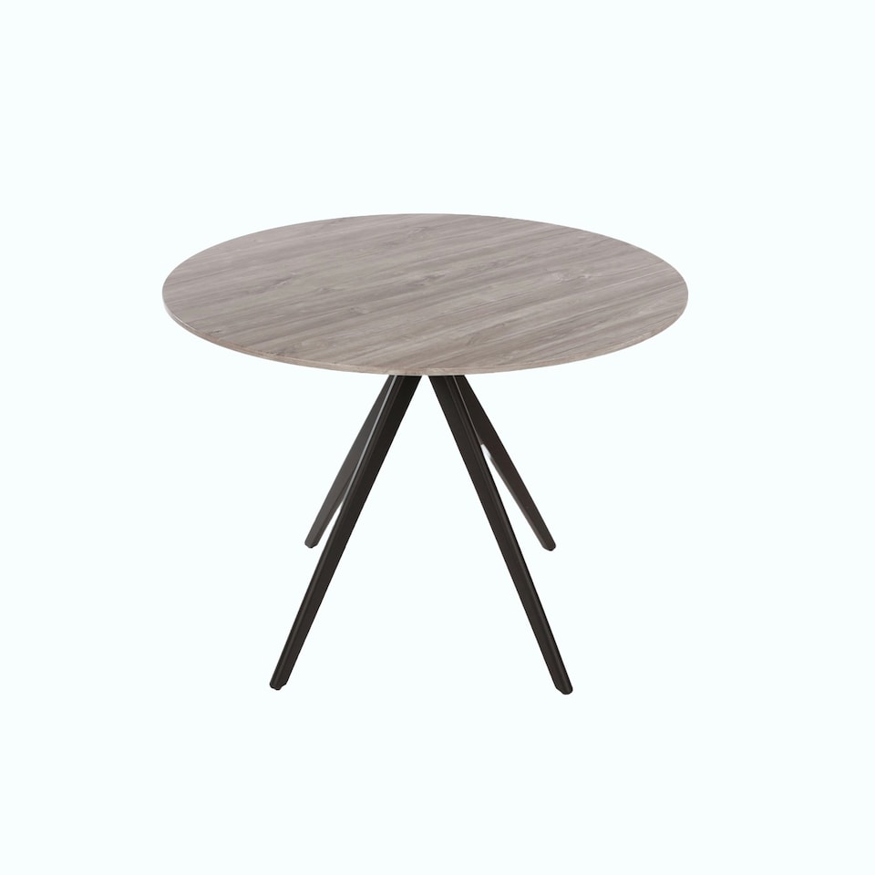 image 1 of Aspen Grey Oak Effect 100cm Round Dining Table with 4 Duo Plastic Chairs - Modern Dining Set | Brown | Calico | One Size | 1