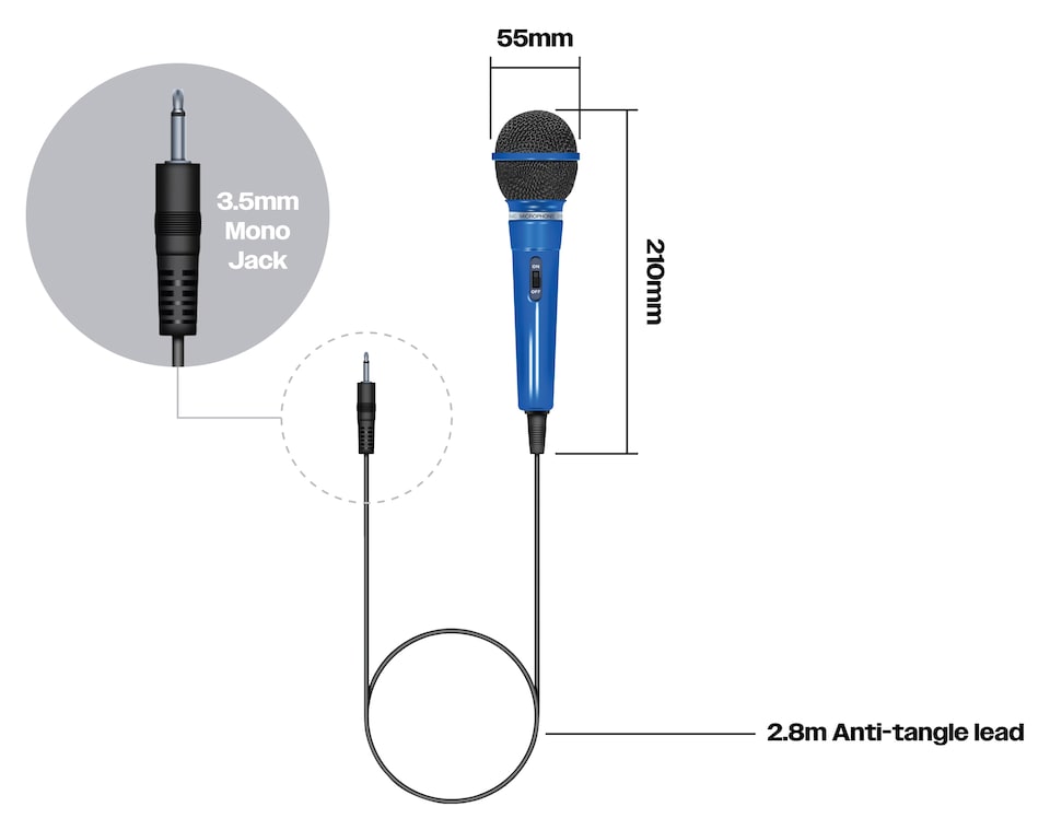 image 1 of Blue Plastic Microphone 3.5mm