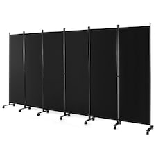 COSTWAY 6-Panel Folding Room Divider 172cm Rolling Privacy Screen-Black