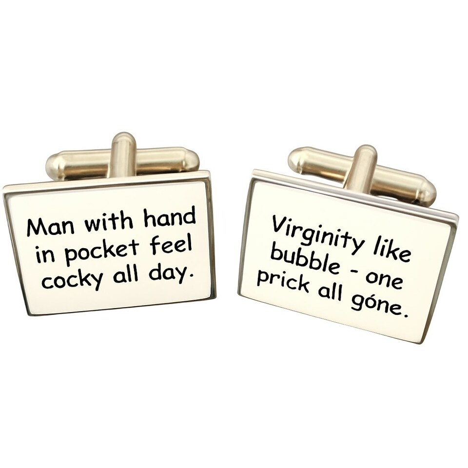 image 1 of Funny 'Cocky' Proverb Cufflinks - Onyx Art CK93
