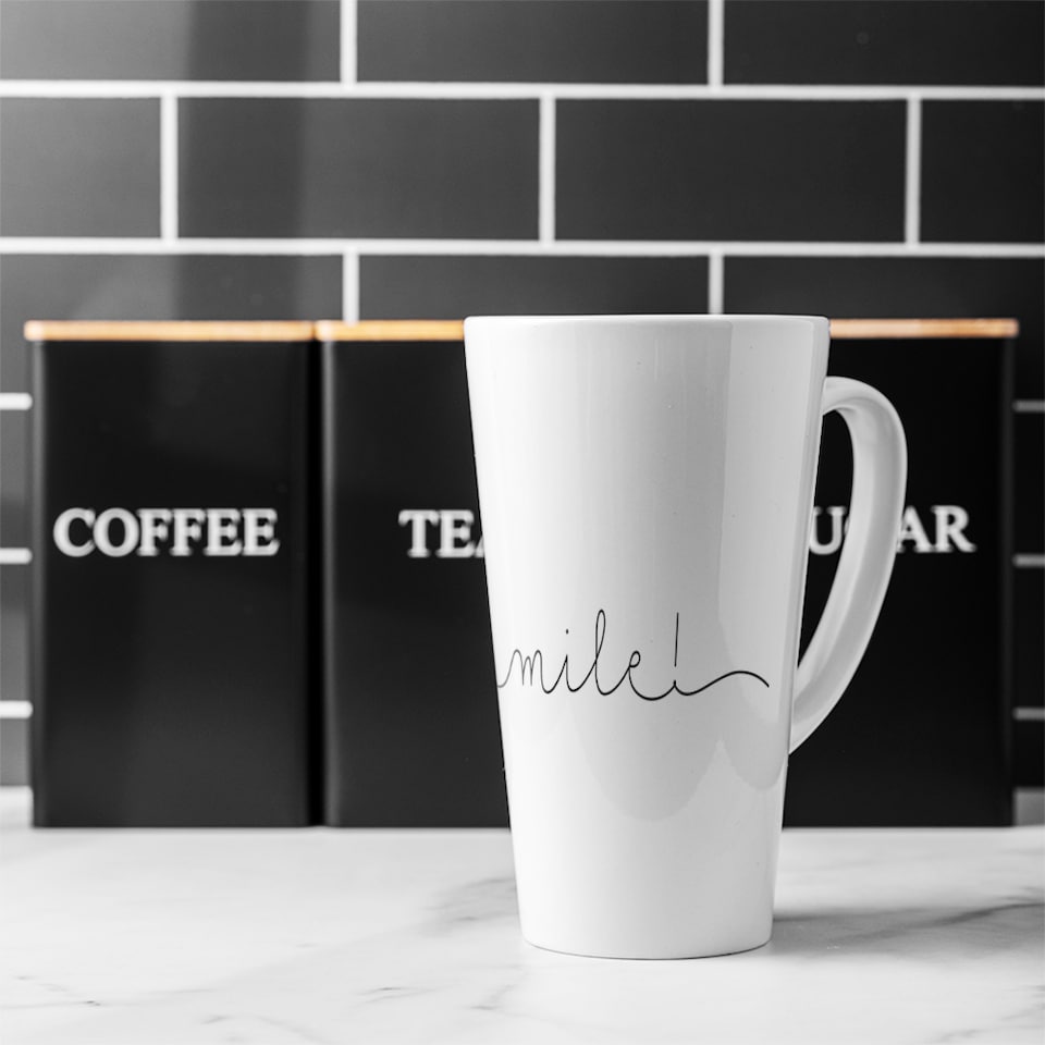 image 1 of Text Smile Designer Latte Mug