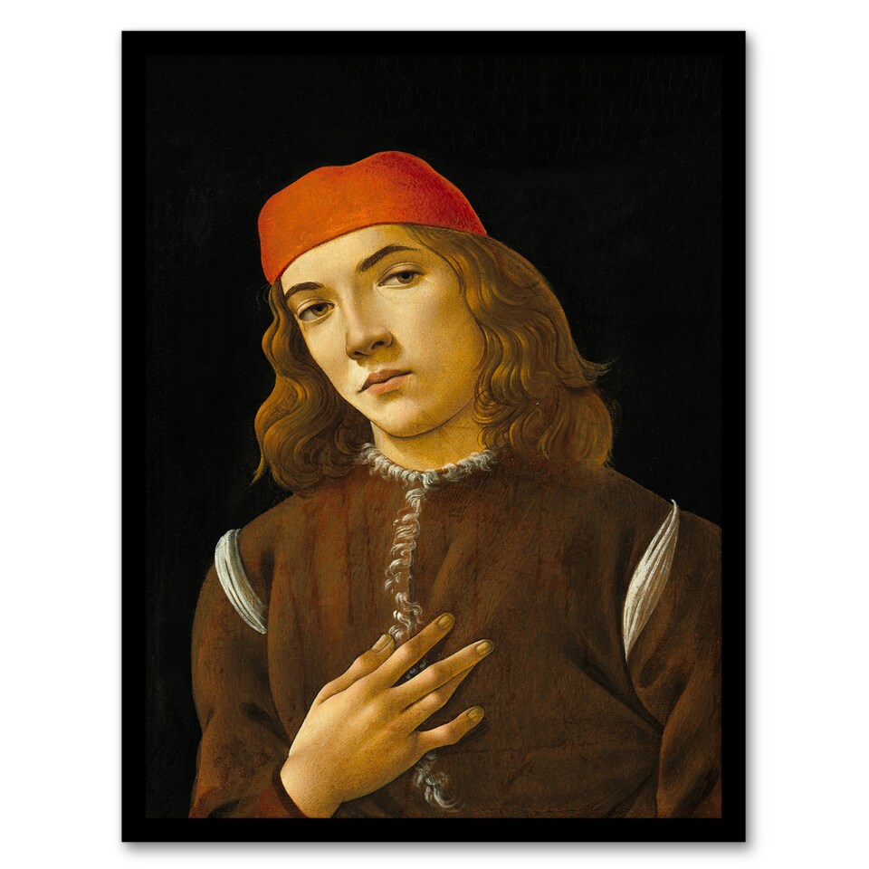 image 1 of Sandro Botticelli Framed Wall Art Print Portrait of a Youth Home Décor