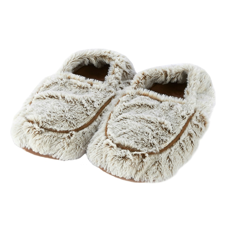 image 1 of Warmies Microwavable Slippers One Size Marshmallow Beige Colour