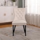 image 3 of Natural Set of Four Studded Velvet Dining Chair with Ring Knocker Detail Cream | Natural