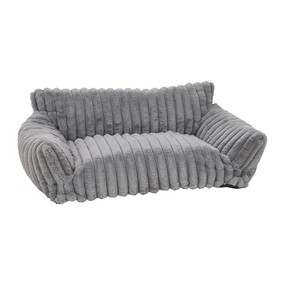 image 1 of Living and Home Plush Pet Sofa Bed with Removable Cover, Soft Cushion for Cats & Dogs | Grey | M