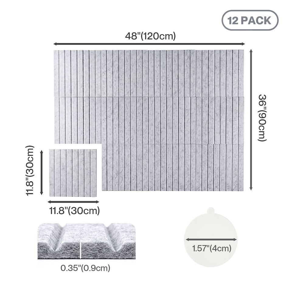 image 1 of Levede Felt Notice Board 12PCS Wall Tiles Pin Board Self Adhesive Grey 30x30cm
