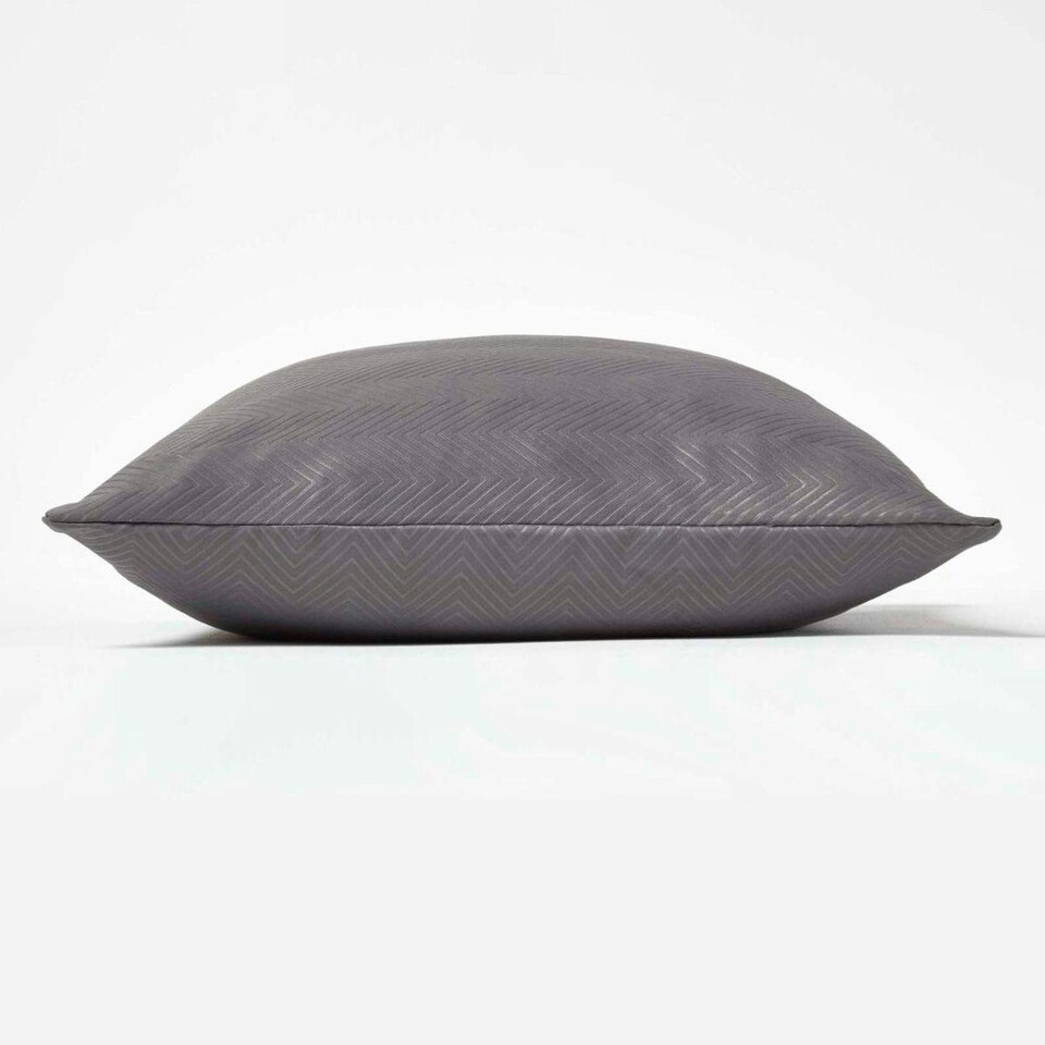 image 1 of Homescapes Dark Grey Herringbone Chevron Cushion Cover - 45 x 45 cm | Grey | Dark Grey | 1