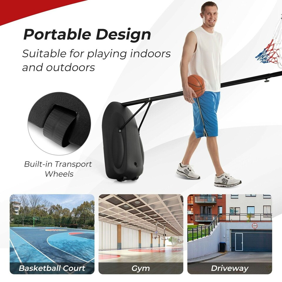 image 1 of COSTWAY Portable Basketball Hoop Stand Adjustable Basketball Black | Standard
