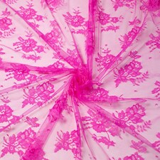 Pink Chantilly Tulle Lace Fabric for Bridal, Dressmaking, 130cm / 51" Wide - per metre