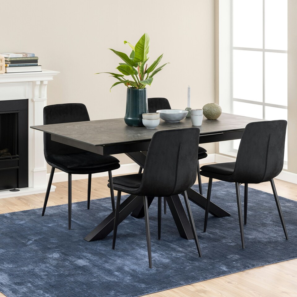 image 1 of Heaven Extendable Dining Table with Ceramic Black Top 168cm