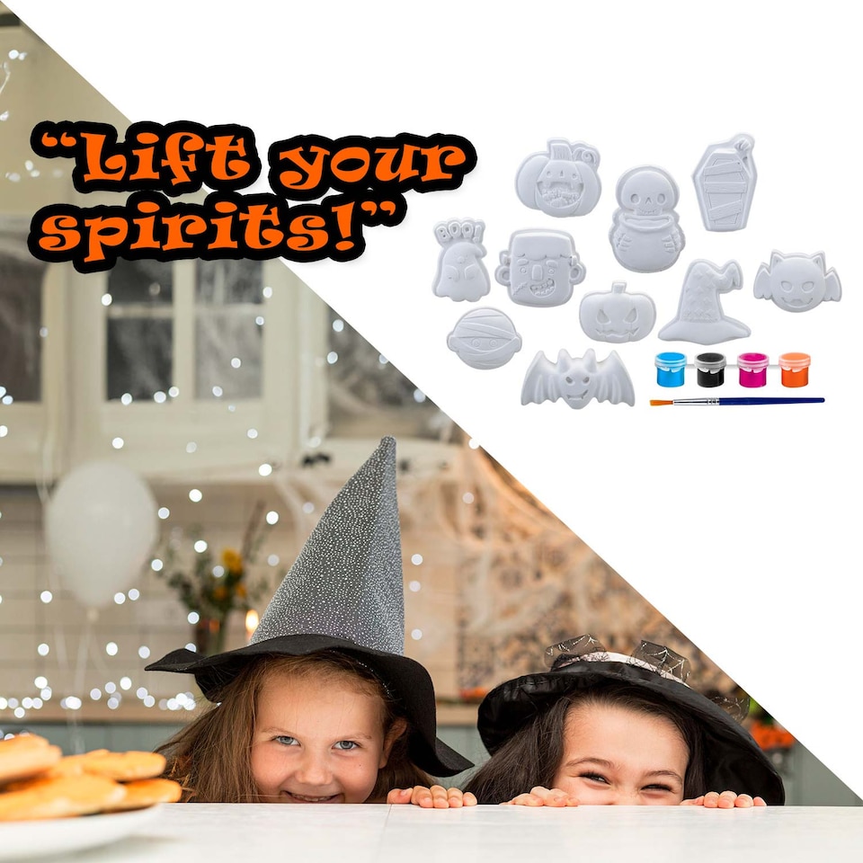 image 1 of PMS Halloween Decorations Craft Kit, 10 Designs, 6 Paints and 1 Brush