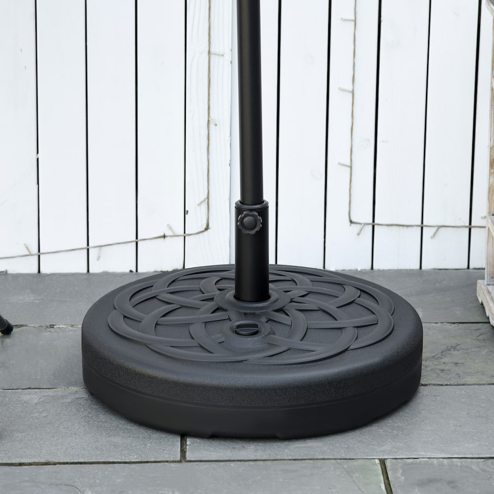 image 1 of Outsunny Garden Parasol Base Water or Sand Filled Weight with Built-In Handle | Black | Black | Φ56 x 30.5H cm