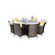 image 3 of Savannah Fire Pit 8 Seater Round Rattan Dining Set | Brown | Brown