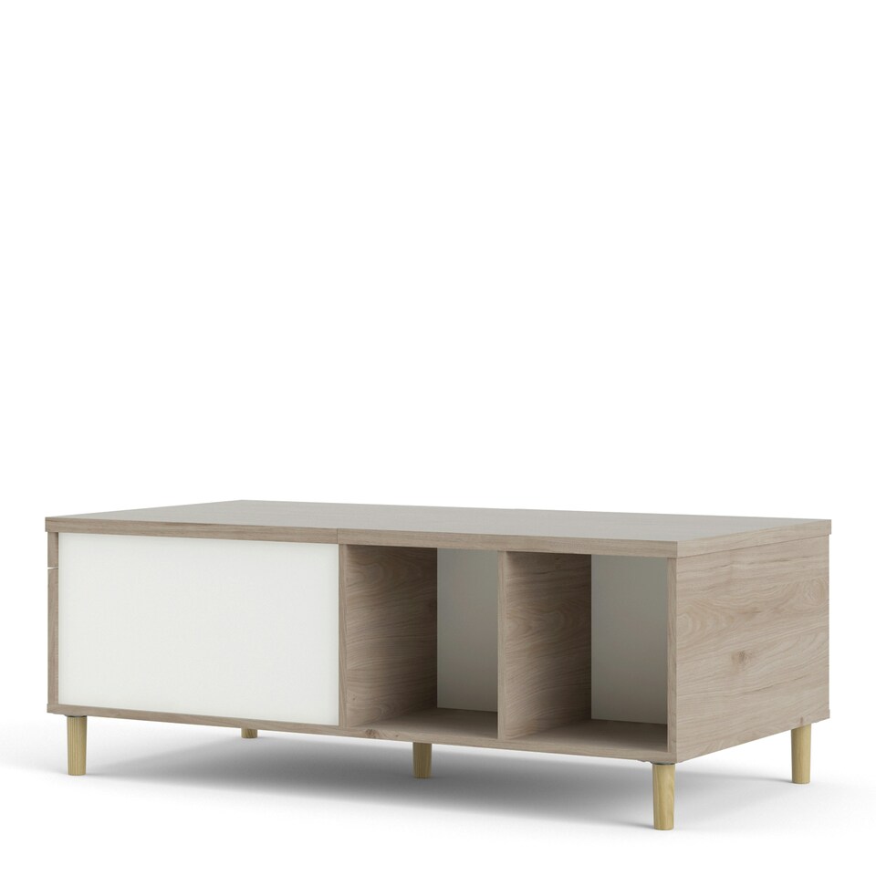 image 1 of Rome Coffee Table with Sliding Top in Jackson Hickory Oak and Matt White