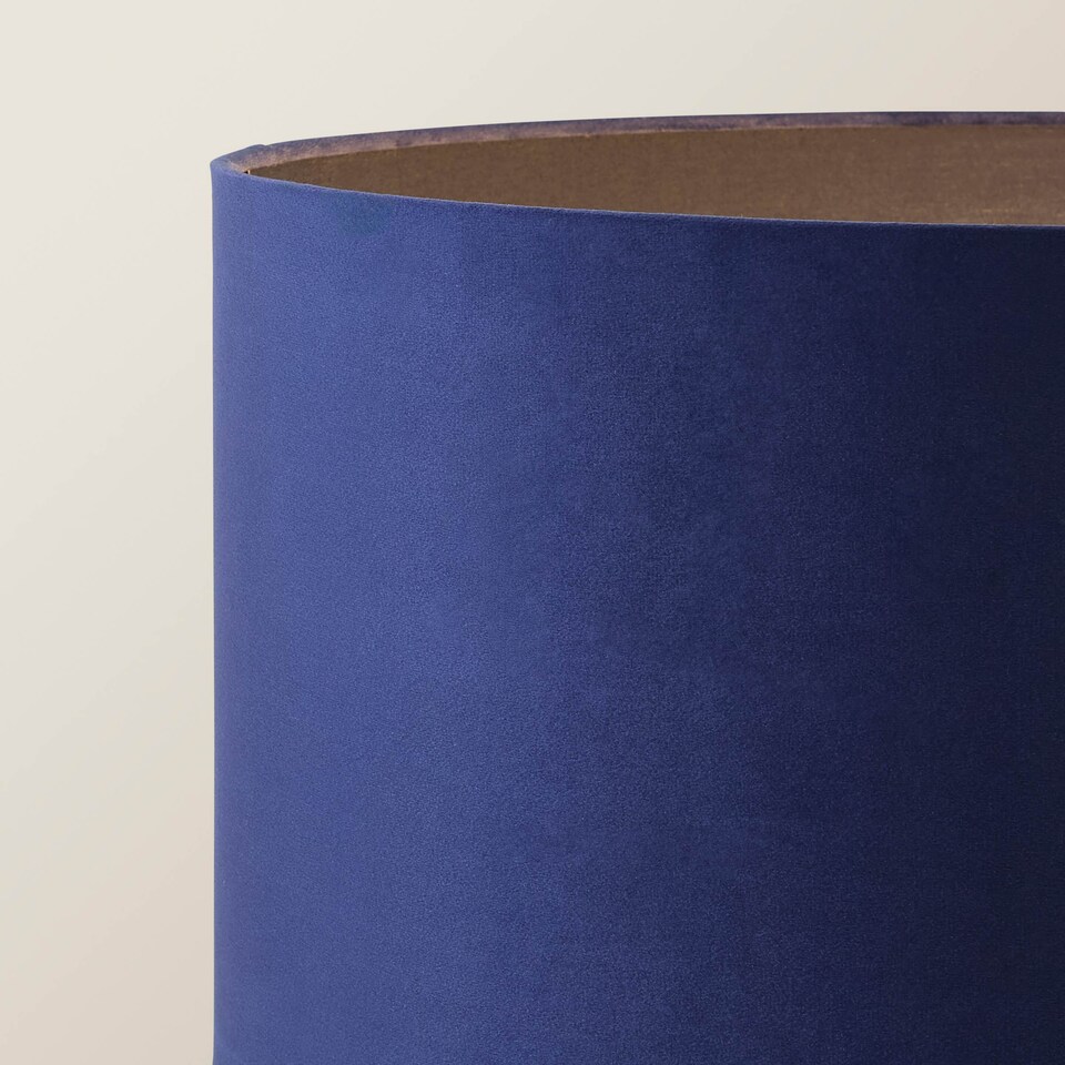 image 1 of ValueLights Marissa Navy Blue Velvet Shade with Brushed Gold Stacked Ball Floor Lamp | Blue