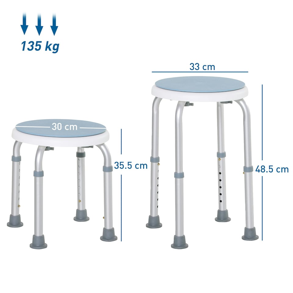 image 1 of HOMCOM 360 Degree Swivel Shower Stool w/ Non-Slip Feet for Disabled Blue