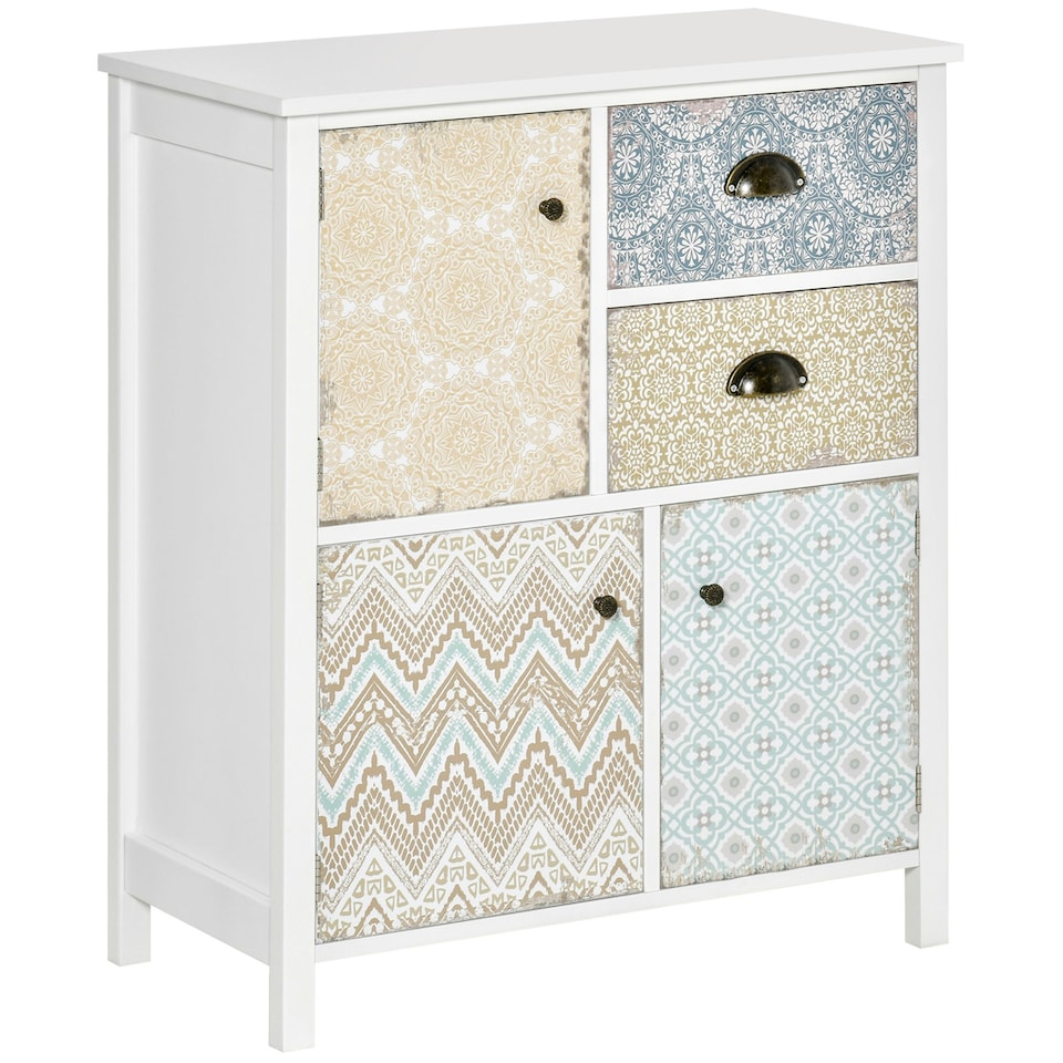 image 1 of HOMCOM 5 Drawer Table Multi-purpose Storage Chest Sideboard Retro Style Entryway