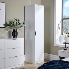 Phoenix Wardrobe 1 Door Space Saving Bedroom Home Furniture Clothing Storage Unit | White
