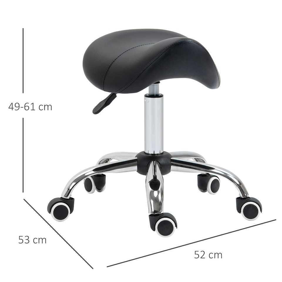 image 1 of HOMCOM PU Leather Saddle Stool w/ Moulded Padded Seat Adjustable Height Black