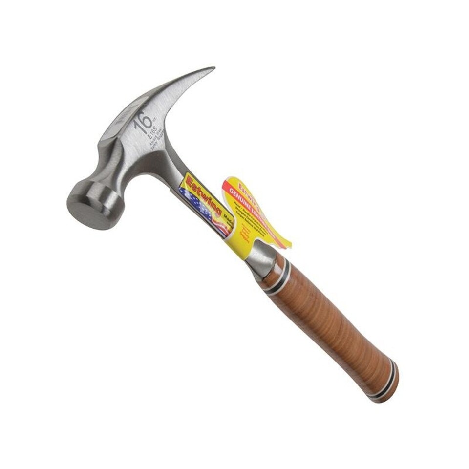 Estwing Straight Claw Hammer, Leather Grip - Multi Colour - 450g (16oz)