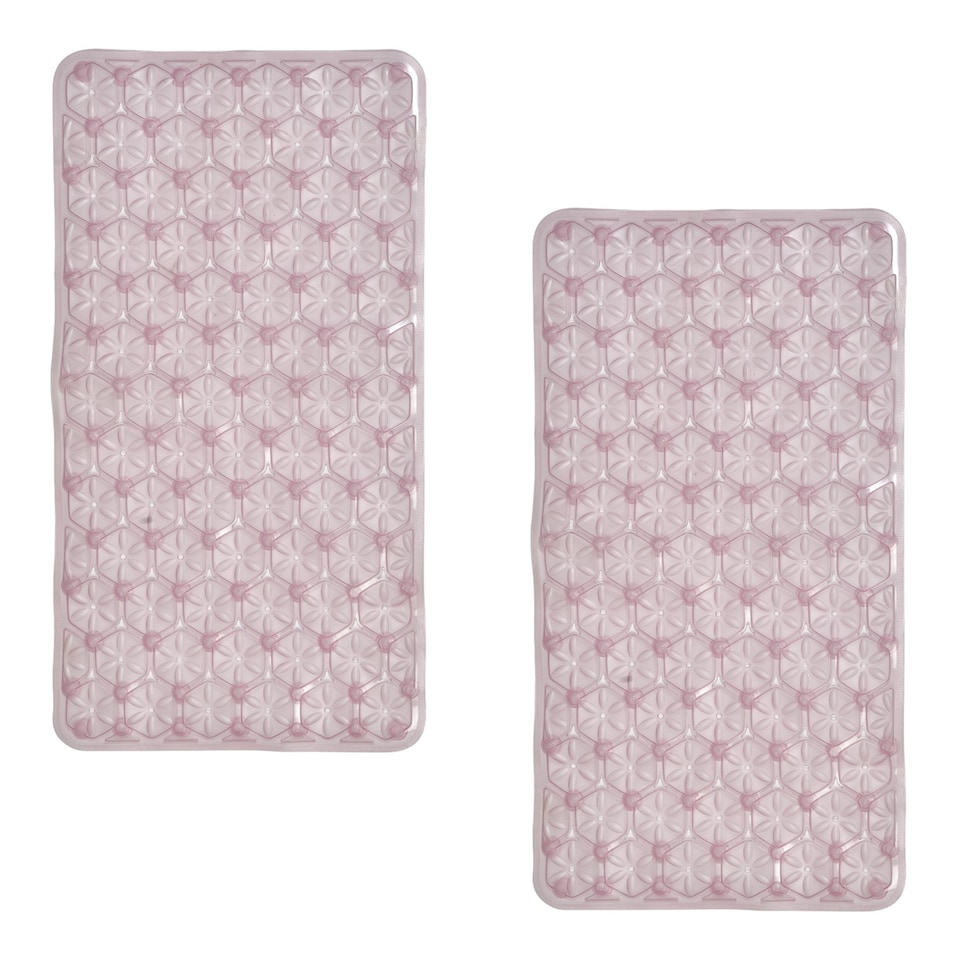 image 1 of Laguna Anti Slip Pink PVC Bath Mat 68cm x 37cm - 2 Set | Pink | Pink | 2