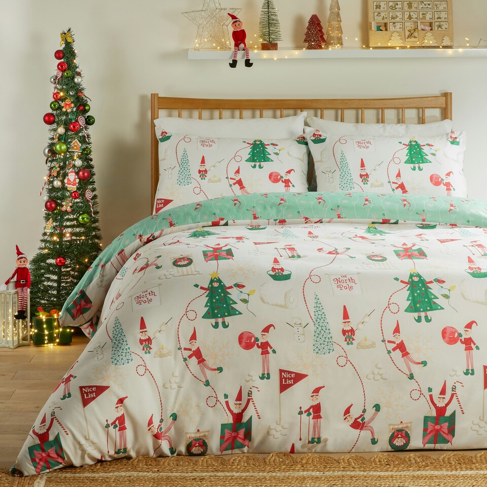 image 1 of Duvet Day Elfie Soft Touch Christmas Duvet Cover Set, King