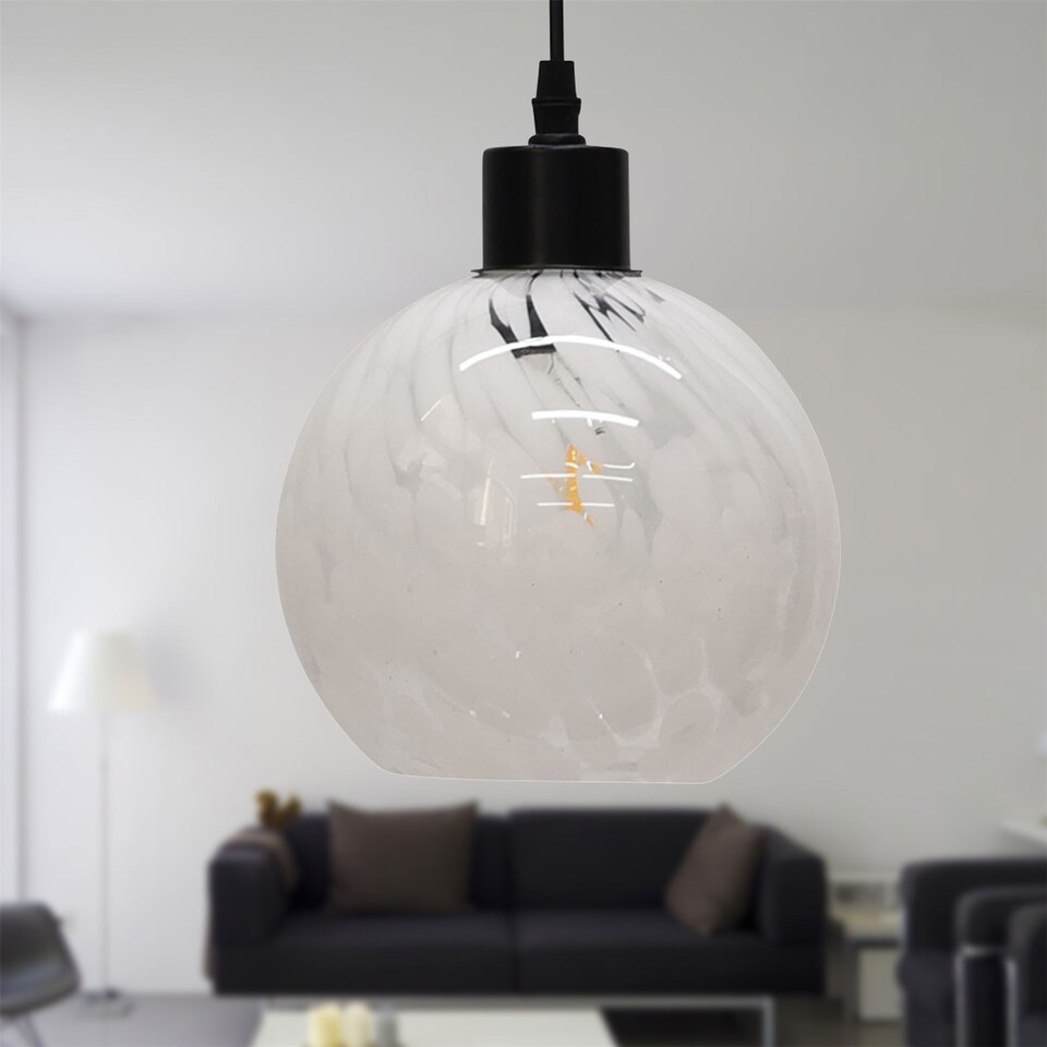 image 1 of Confetti - Glass Globe with Black Pendant Fitting