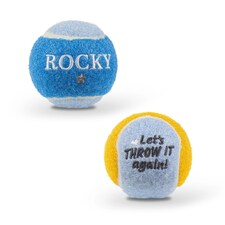 Pre-Personalised Dog Ball Gift Pack 2pcs Blue Rocky