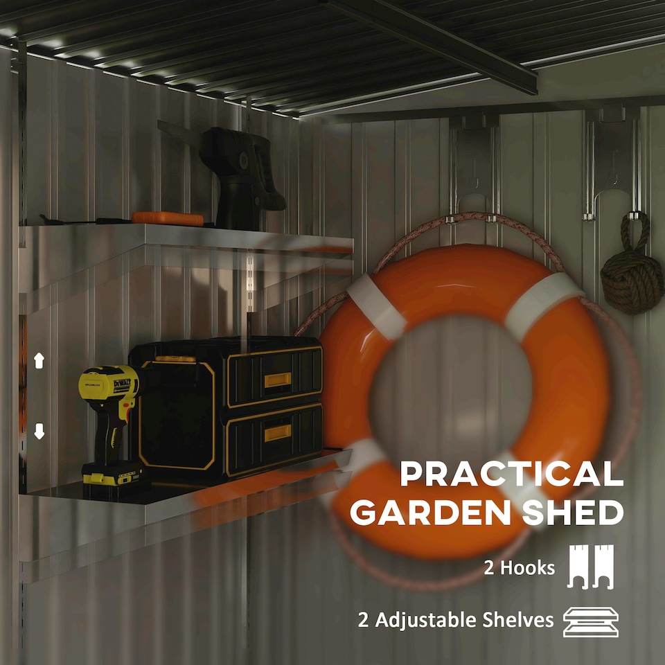 image 1 of Outsunny 7 x 5FT Garden Shed with Foundation Lean to Shed White